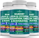 NUEVA AGE Salud Ocular Vitaminas con Luteina de Fresa y Zeaxantina Lycopene Resveratrol Grape Seed Extract Astaxanthin - Vitamina Ojo - 180 Cuenta