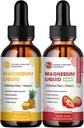 Magnesio Glycinate Líquido, 1000 mg Magnesio Suplemento líquido con fibra de celulosa, bromelaína, vitamina B6, C, D, zinc, gotas líquidas de magnesio para niños y adultos, 2 Pack