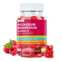 Gummies de magnesio de potasio - High Absorption Magnesium Glycinate & Potassium Citrate Plus Coenzyme Q10, DHA, D3, Mineral & Calcium for Zzz, Leg Cramps & Muscle - 60 Raspberry Gummies