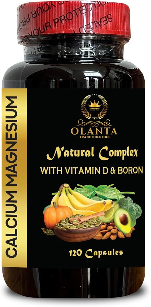 Complejo de magnesio de calcio - Fosforo de magnesio de calcio con vitamina D-3 " Borón, Citrato de manganés, Suplementos de apoyo para hombres y mujeres, para músculos " Energía - 1 botella 120 cápsulas