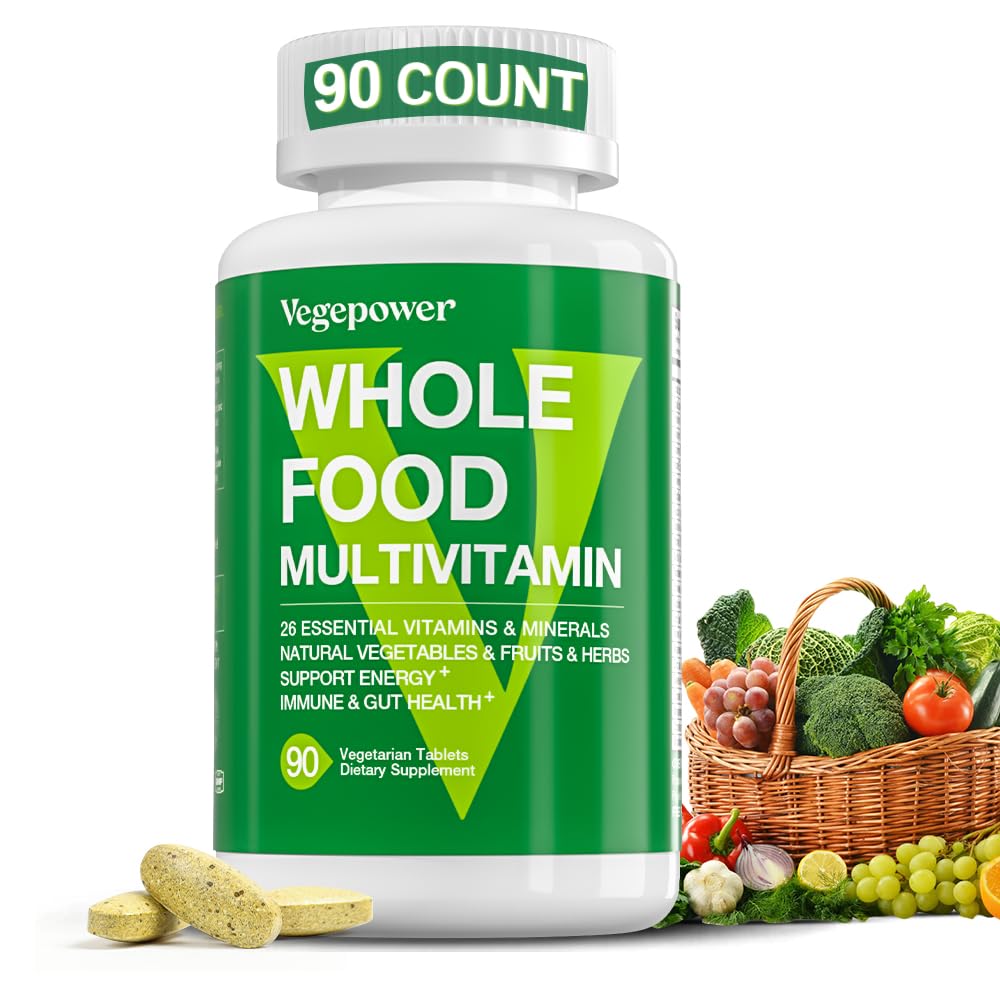 Multivitamínico Vegano con Hierro, Multivitamínico diario para hombres y mujeres, Multi Vitaminas metiladas, B-Complex, Frutas & Verduras, Enzimas, Omegas, Mushroom, No GMO, 90 Conde