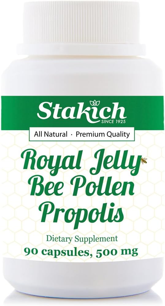 Stakich 500 mg Capsules (Royal Jelly, Bee Pollen, Propolis Capsules 500 mg (90 Conde))
