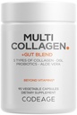Codigo Multi Collagen + Gut Blend Supplement - Digestive Probiotics, DGL Licorice, Aloe Vera, Organic Peppermint Leaf, Slippery Elm - Hidrolyzed Bovine Collagen Pills - Non-GMO - 90 cápsulas