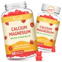 2 Pack Calcio Gummies con Magnesio, Zinc, Vitamina D3 &amp; B12, Suplementos de Calcio para Mujeres Hombres, Bono de Apoyo, Musculo e Inmunidad, 120 Vegan Raspberry Flavor Gummies