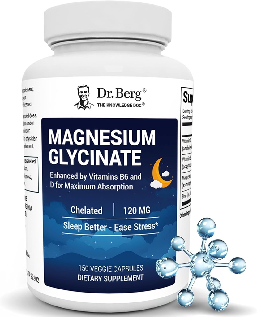 Dr. Berg Maximum Strength 4-in-1 Chelated Magnesium Glycinate with Clean, Potent & Pure Ingredients