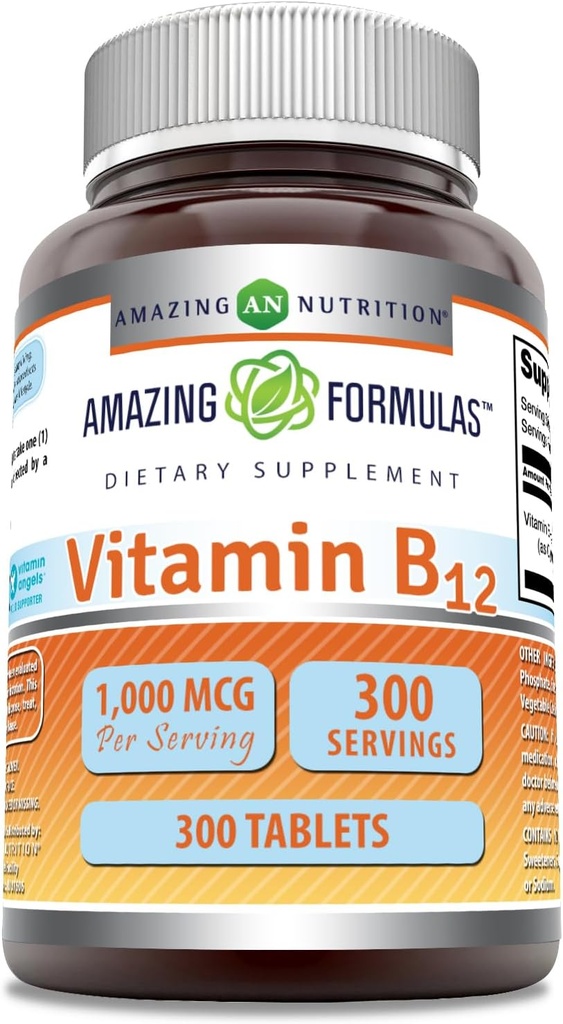 Fórmulas asombrosas Vitamina B12 Suplemento TENIDO 1000 Mcg por Serving TENIDO Tablets TENIDO NO Gluten-Free TEN Made in USA (1 Pack, 300 Count)
