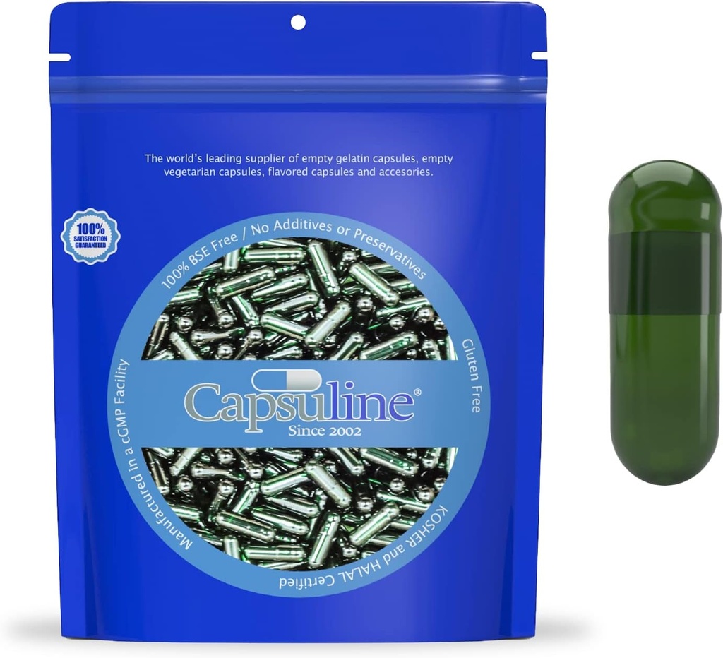 Capsuline Chlorophyll Vegetarian Empty Capsules Tamaño 0 Verde / Verde