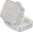 Pocket Pharmacy Bling 2 Compartment Medicine Organizer Funda para la caja de la pila de la pequeña taza para el tenedor de vitamina cuadrado de bolsillo (plata)