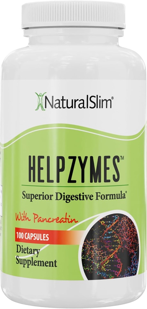 [BRSWIBTYPJ7AYFLG] Natural Slim Digestive Enzymes for Women & Men - Helpzymes Essential Enzymes for Digestion, Gut Health, Gas Bloating Relief with Bromelain, Ox Bile, Pancreatin. " Betaine HCL - 100 Capsules Solo