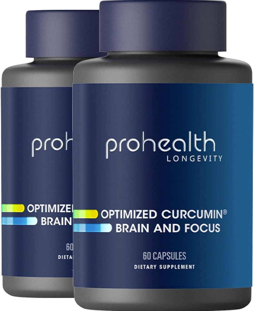 ProHealth 2-Pack Brain & Focus - Optimizado Curcumin Longvida con BaCognize Bacopa Monnieri (60 Veggie Capsules)