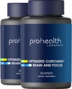 ProHealth 2-Pack Brain & Focus - Optimizado Curcumin Longvida con BaCognize Bacopa Monnieri (60 Veggie Capsules)