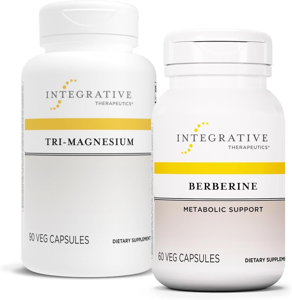 Terapéutica Integrativa Bundle con Berberina, 60 Capsules & Tri-Magnesium, 90 Capsules - Berberina para Apoyo Metabólico* - Tri-Magnesium for Heart & Bone Health*