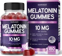 Melatonin Gummies 10mg para adultos (180 conteo) - Quick Dissolve Melatonin Gummies - Gummy para adultos Contiene 10mg - High Potency - Mixed Berry Flavor - Non-GMO, Vegan Suplemento & Made in USA