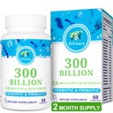 Probióticos para Mujeres y Hombres - 300 Billones CFU, 24 Strains Probióticos + 15 Hierbas Orgánicas Prebióticos para Salud Digestiva, Gut, Inmune, Estreñimiento, Diarrea &amp; Salud integral - 2 Meses Suministro