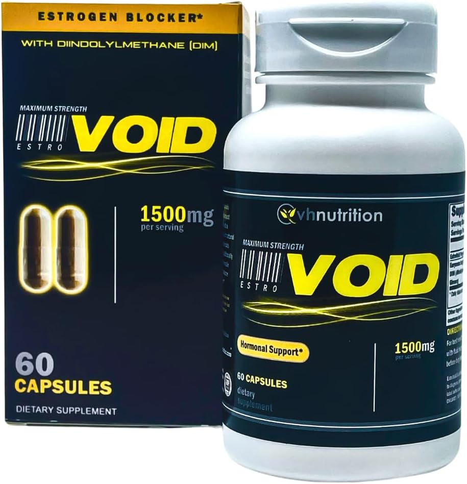 VH Nutrition ESTROVOID TENIDO Bloqueador de Estrógeno para Hombres Ø 1500mg Max Strength Natural Aromatase Inhibitor* W/DIM, Longjack, Ashwagandha, Eleuthero, Cordyceps, Rhodiola, & Panax Ginseng