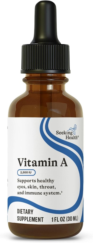 Buscando gotas de vitamina A de la salud - Complemento de salud de la piel con retinil Palmitate - Soporte de vitamina líquido con antioxidante - libre de soja & sin gluten - 1 fl oz, 1500mcg (600 servidumbres)