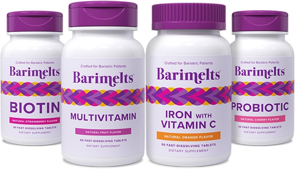 BariMelts Full Post-Bariatric Agrupo de cirugía - Multivitamina, Hierro con vitamina C, biotina y probióticos