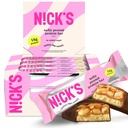 NICKS Proteína Bares de chocolate maní Ø 15g proteína TEN 200 calorías ANTE Bajo Carb Keto Friendly Snacks No Añadido Sugar (Multipack 12 bares x 50g)