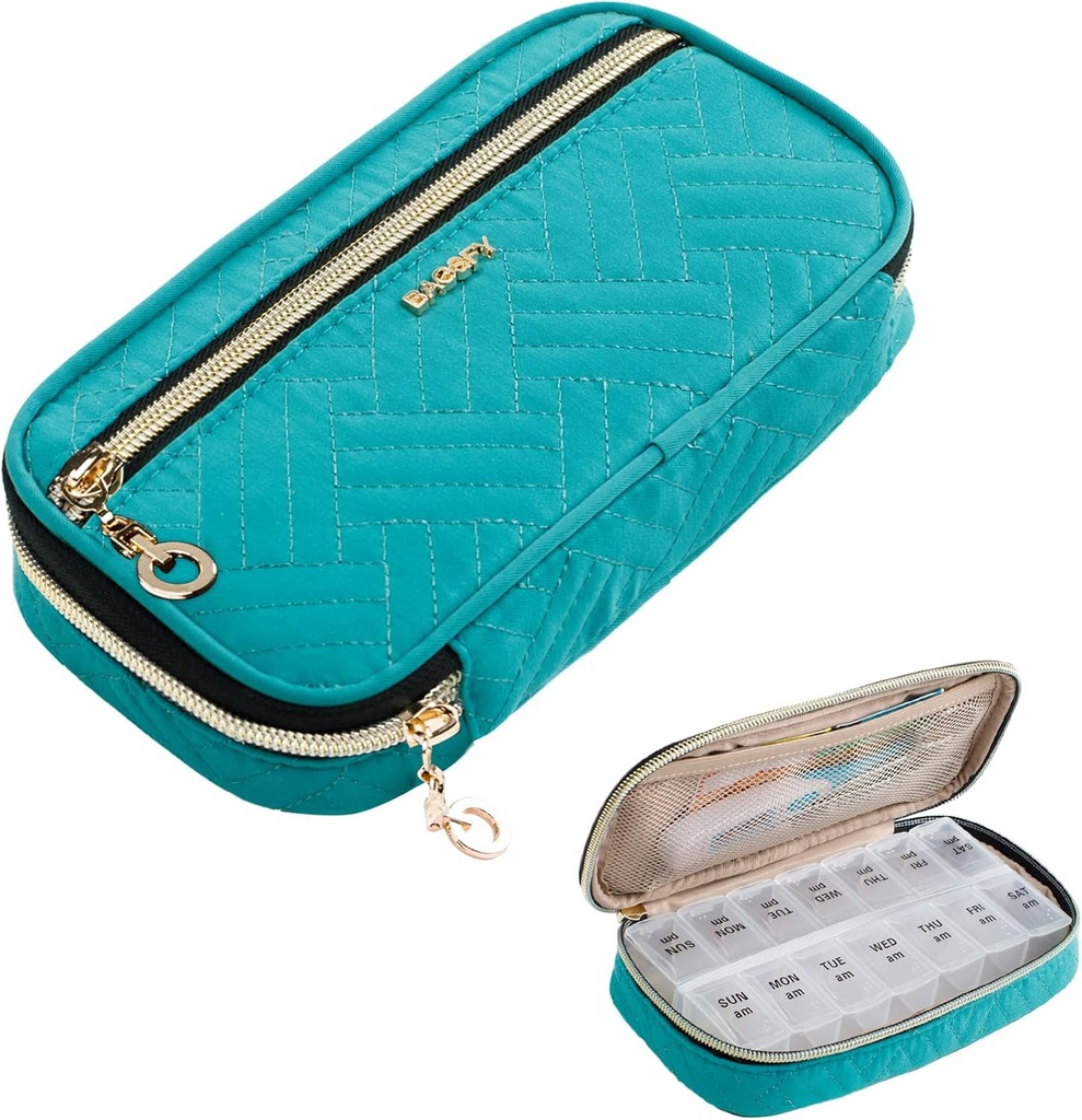 BAGSFY Pill Organizer Case 2 Times a Day- Weekly Medicine Organizer Travel Pill Box with Removable 7 Day Medicine Case Container for Fish Oil, Vitamina, Suplemento