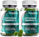 Potasio 3 en 1 Complejo Gummies Azúcar Libre, Nueva Fórmula con Citrato de Potasio de 99 mg, Cloruro de Potasio, Gluconato de Potasio, Lámparas & Suplementos musculares, 120 Chewables