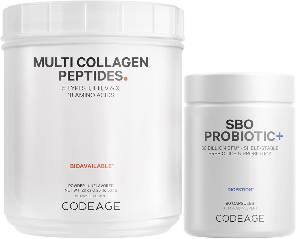 Codeage - Proteína Multi Collagen + Probióticos SBO 50 Billones CFU Bundle