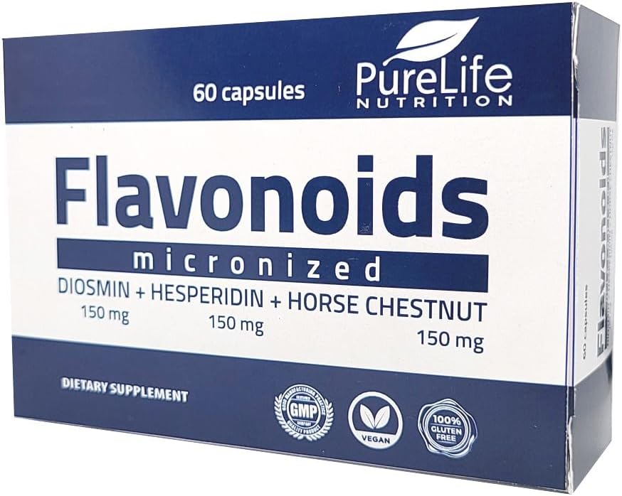 [BRSROZQQOZ7A4CLV] Flavonoides 60 días Apoyo Circulación Saludable, Veins, Capillaries y Dibujo linfático- MPFF- Micronized Diosmin 150mg + Hesperidin 150mg + Caballo Chestnut150 mg- GMP Certificado, vegan
