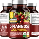 Número 1 Nutrición Premium D Mannose Suplemento para Mujeres y Hombres [Max Strength, 1350MG] Natural D-Mannose con Arándano, Hibiscus y Dandelion para la Salud de la Tracto urinaria, 120 Conde