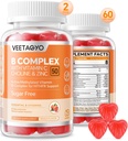 Complejo B 50 Gummies , Complejo B Meditado con Vitamina C,Choline & Zinc - Active Methylated B-Complex for Energy,Methylated Support - All B Vitamins - B1,B2,B3,B5,B6,B7,B9,B12 - Sugar Free,120 Conteo