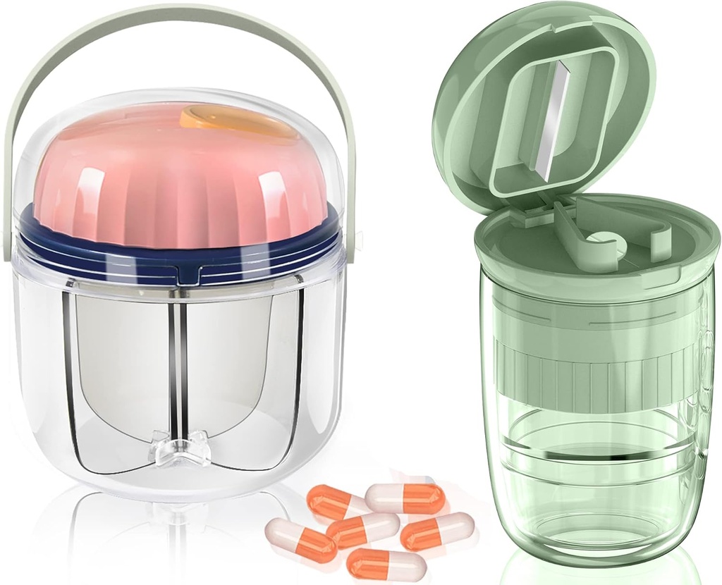 GloDeals Portable Pill Box, Pill Crusher, Cutter y Splitter