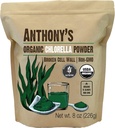 Polvo de Clorella Orgánica de Anthony, 8 oz, No GMO, Gluten Gratis, Muro de células roto