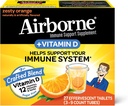 Airborne 750mg Vitamina C con Tablas de Efervescentes Zinc, Suplemento de Apoyo Inmunitario con Antioxidantes Poderosos Vitaminas A C D3 & E - 27 Tablas de Bebidas Fizzy, Zesty Orange Flavor
