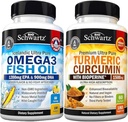 Triple Fuerza Omega 3 Fish Oil Softgels (2 Mes de Suministro) Más Curcumina Turmérica con Black Pepper Extract Complejo de 1500mg (2 Mes de Suministro)