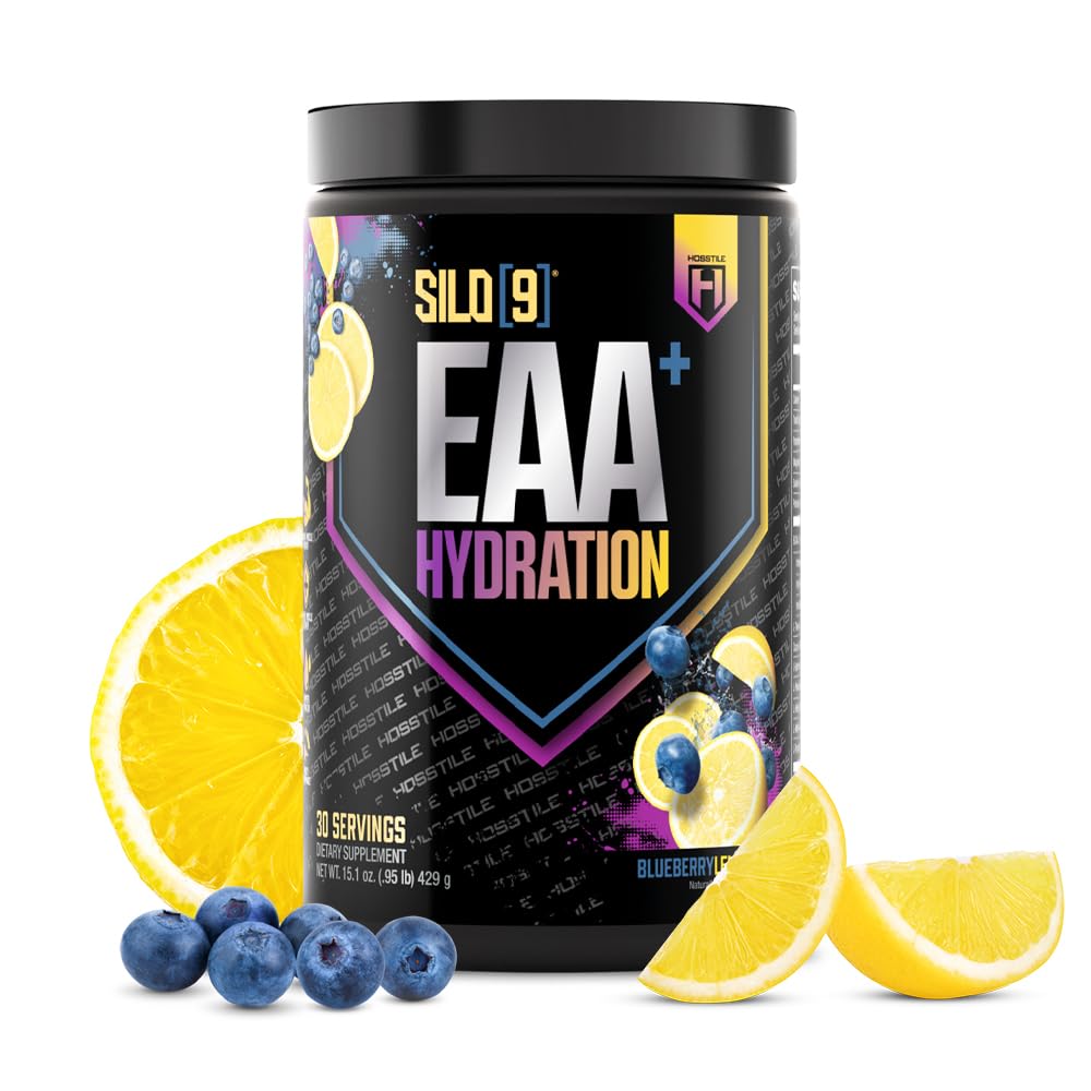 HOSSTILE SILO[9] Aminoácidos esenciales, EAA &amp; BCAA Powder, Electrolyte Hydration Support, Enhance Muscle Growth & Recovery, Pre or Post Workout Drink, Blueberry Lemonade, 30 Servings