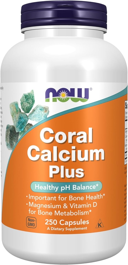 AHORA Suplementos de Alimentos, Calcio de Coral Plus, Salud de Hueso*, Saldo de pH saludable*, 250 cápsulas de Veg