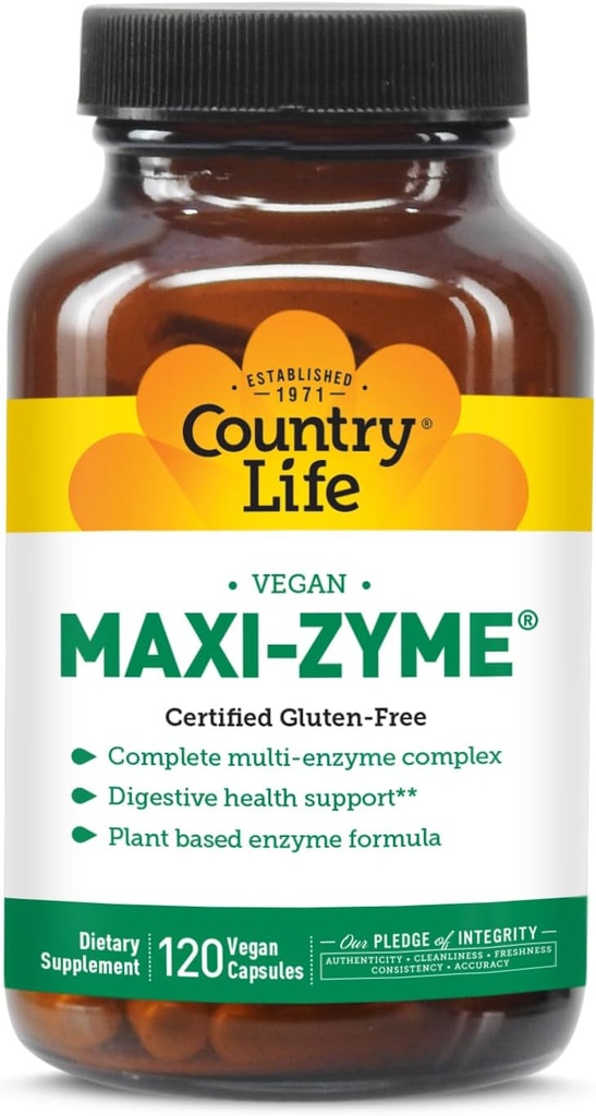 Country Life - Maxi-Zyme, Complejo de Enzima Digestivo - 120 cápsulas vegetarianas