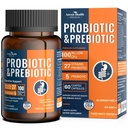 Probióticos de 100 millones para hombres y mujeres 27 Estrados 5 Prebióticos Orgánicos para la Salud Gut Digestiva &amp; Inmune, Apoyos Bloating de gas de diarrea, No GMO, Zero Fillers – Hecho en USA6060 Caps