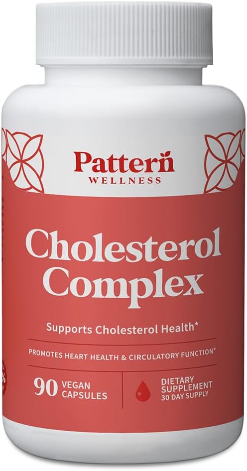 Pattern Wellness Colesterol Complex Suplemento - All-Natural Balancing Formula - Boost Global Wellness - 3rd Laboratorio de fiestas probado - 90 cápsulas Vegan