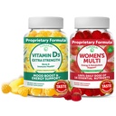Lunakai Vitamina D3 Gummies and Women's Multivitamin Gummies Bundle - Immunity, Bone and Mood Support Suplemento - 100% Valor diario de 16 vitaminas esenciales y minerales Gummy saludable - 30 días de suministro