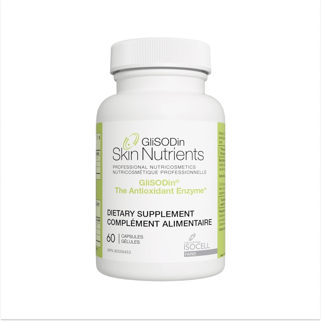 Nutrientes de la piel de GliSODin La enzima antioxidante - reduce la tensión oxidativa - 60 cápsulas – 1 mes de suministro