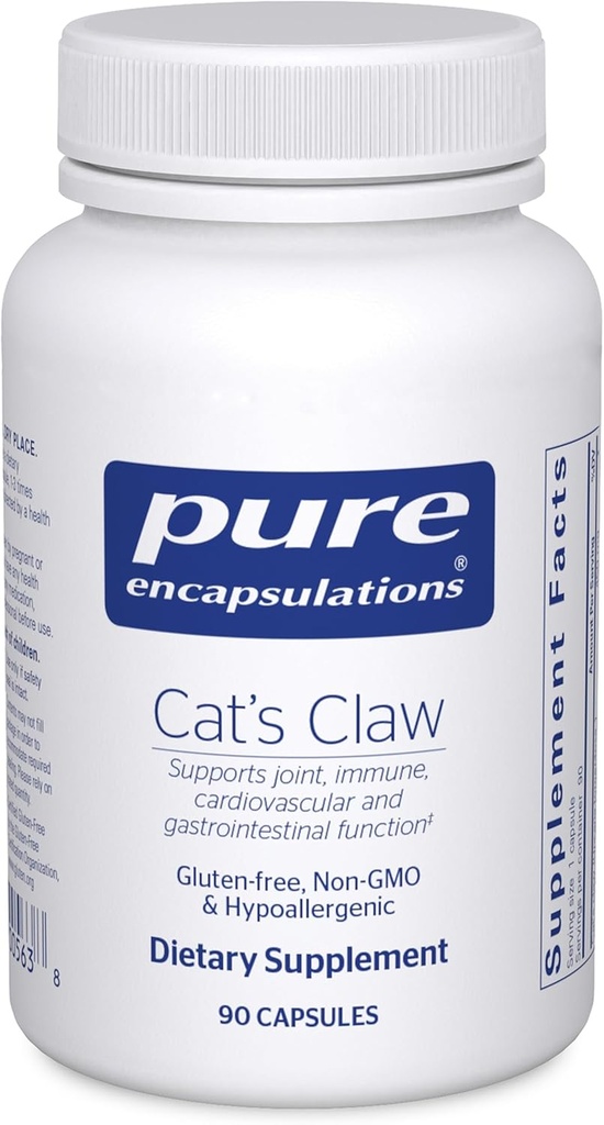 Encapsulaciones puras Cat's Claw Silencioso Suplemento para apoyar articulaciones, sistemas inmunológicos y cardiovasculares, y salud gastrointestinal* ← 90 cápsulas