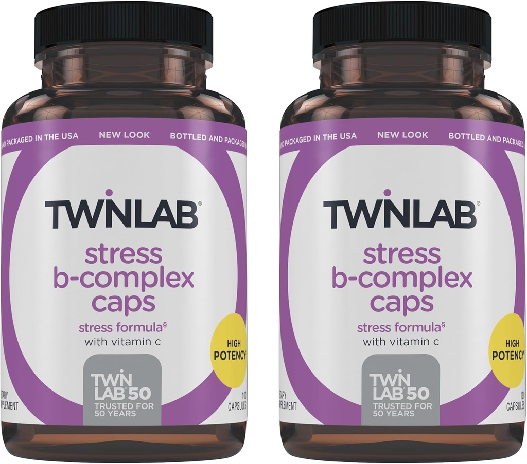 Cápsulas Twinlab B-Complex - Completo B-Complex & 1000 mg Vitamina C - Suplemento de Apoyo Energético con Vitamina B12 y B6-100 cápsulas (Pack of 2)