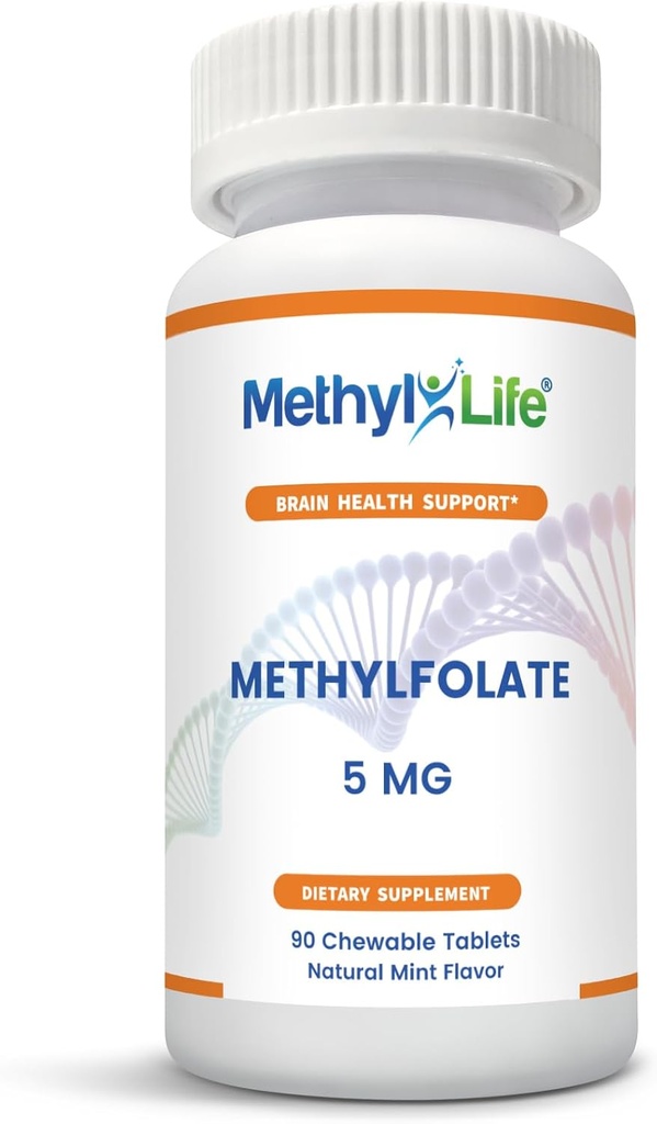 Purest L-Methylfolate 5 mg Active Folate - 3 meses de suministro. Chewables. Sin gluten Methylfolate