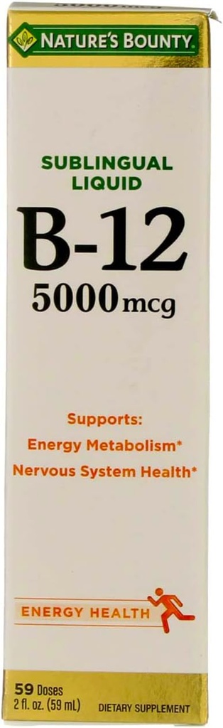 Bounty B-12 5000 mcg Sublingual Liquid Energy Health 2 oz (Pack of 2)