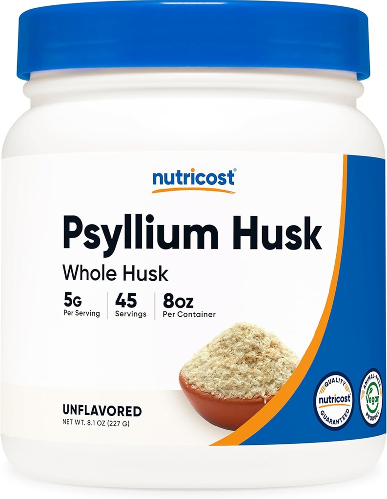 Nutricost Psyllium Full Husk Powder (Flakes) 8.1oz - Gluten Free " Non-GMO