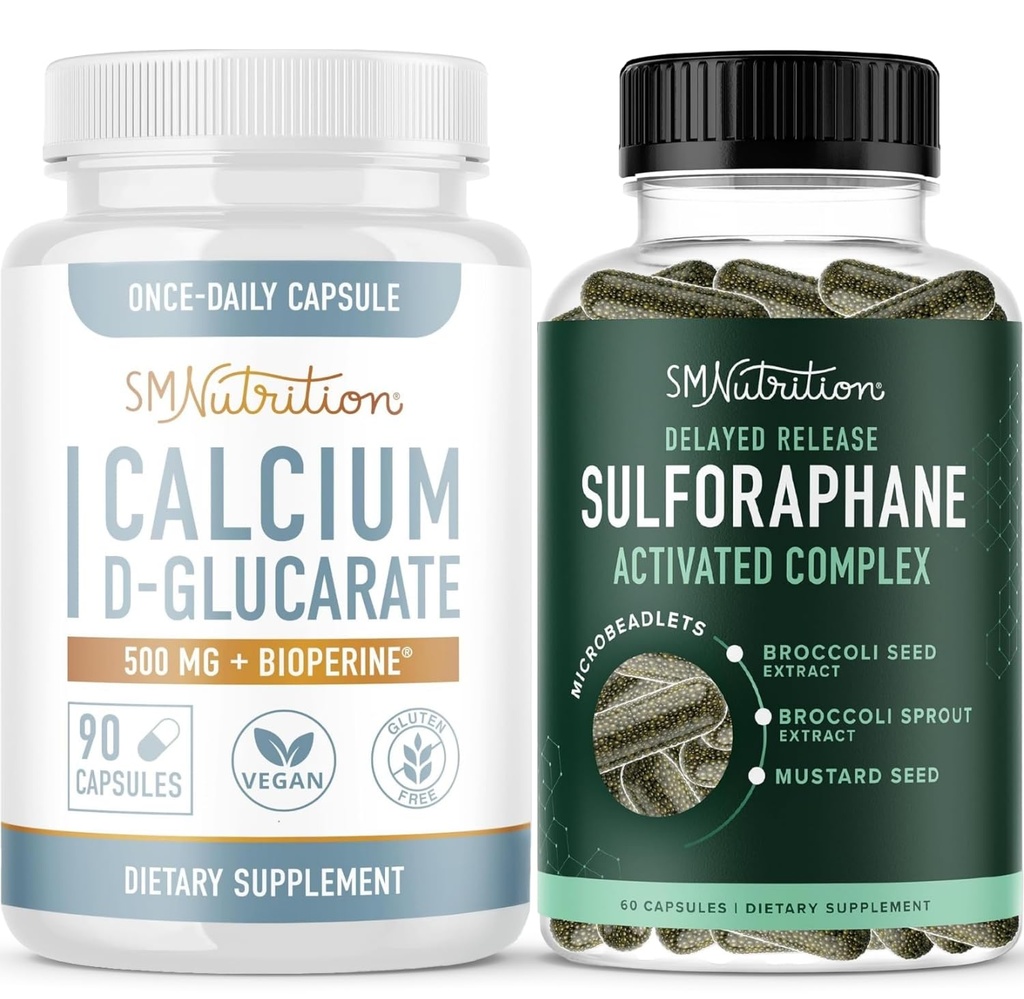 Complejo Sulforaphane con Calcio D-Glucarate tóxico Hormona Balancing Bundle con Avanzado Microlet Hormona Balance Suplemento (60 Servings) y Vegan Gluten Gluten libre CDG Suplemento (90 Servings)