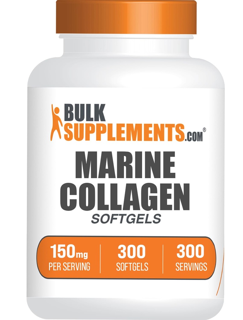 BulkSupplements.com Collagen Softgels - Colagen Peptides Capsules - Collagen Pills for Women - Collagen Peptides Pills - Marine Collagen - Collagen Supplements (300 Count - 300 Servings)