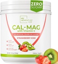 Calcio Magnesium Powder Suplemento - Magnesium Calcium Carbonate Powder for Strong Bones - Natural Magnesium Powder for Sleep Quality - Magnesium Citrate Powder (Strawberry Kiwi,30 Servings)