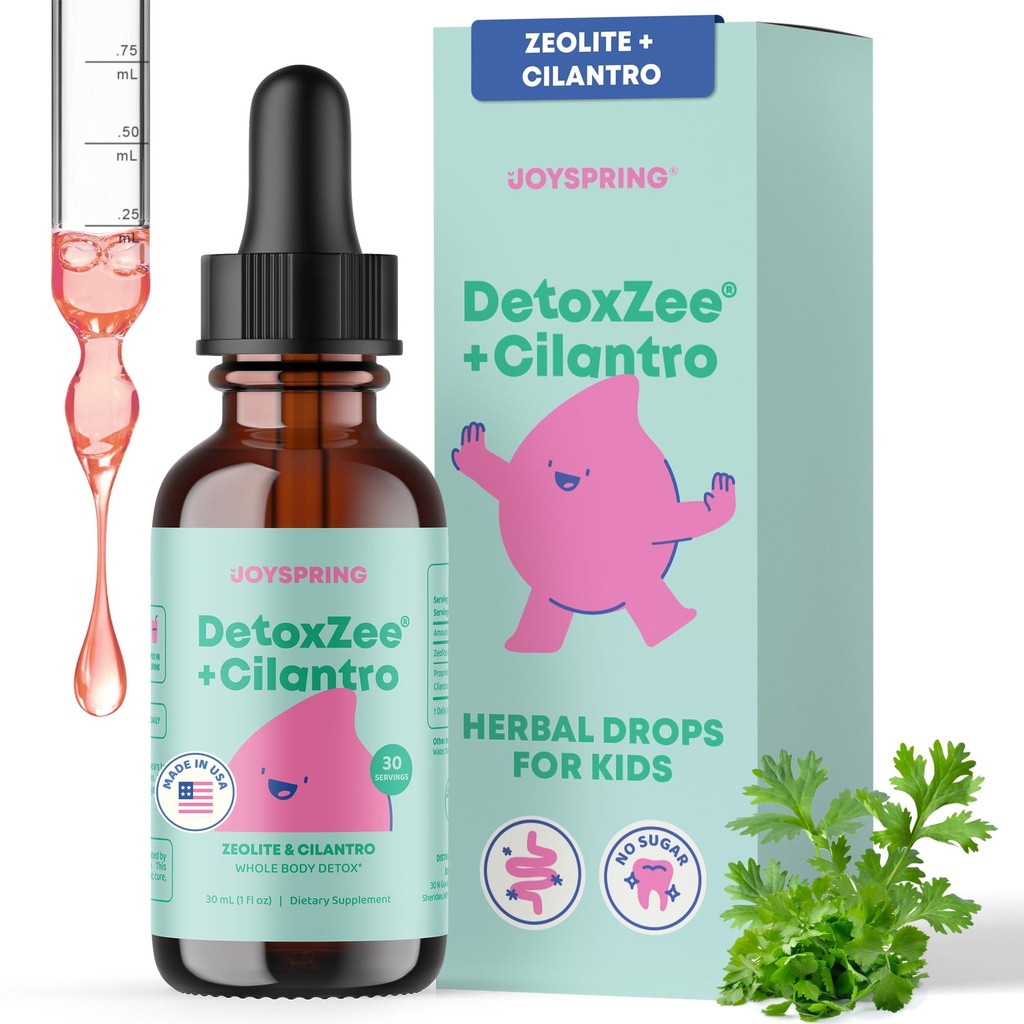 JoySpring DetoxZee Cilantro Drops for Kids - Natural Detox Support with Zeolite & Cilantro Extract - Gentle Whole-Body Cleanse for Children ' Toddlers - Kid-Friendly Liquid Detox, 30 Servings