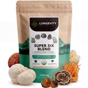 Longevity Botanicals Super Six Organic Mushroom Blend 100g ← Reishi, Lion’s Mane, Chaga, Cordyceps, Tremella &amp; Turkey Tail ← Extract Powder Mix ← 10:1 Ratio tención 100% Fruiting Bodies ← Mushroom Complex