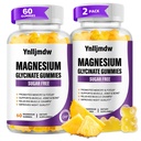 (2 Pack) Magnesio Glycinate Gummies 500mg, Suplemento de magnesio de alta absorción con calcio y vitaminas, Bono de apoyo, musculo, noche, memoria " , Vegan, no GMO, 60 Condes, sabor a piña